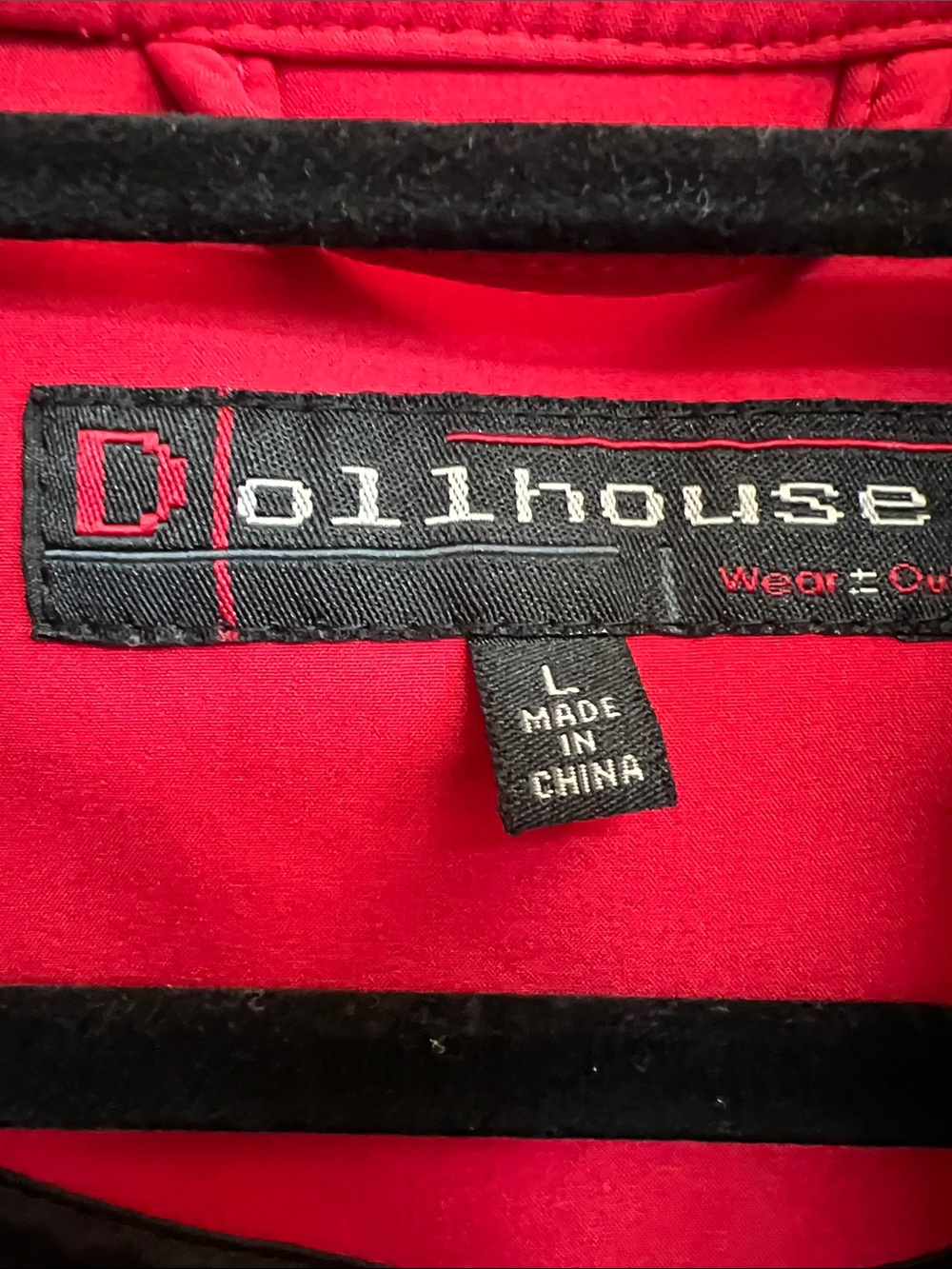 NFS  Red Studded Zip-Up Jacket L 
Fleece Lined Moto Style Y2K